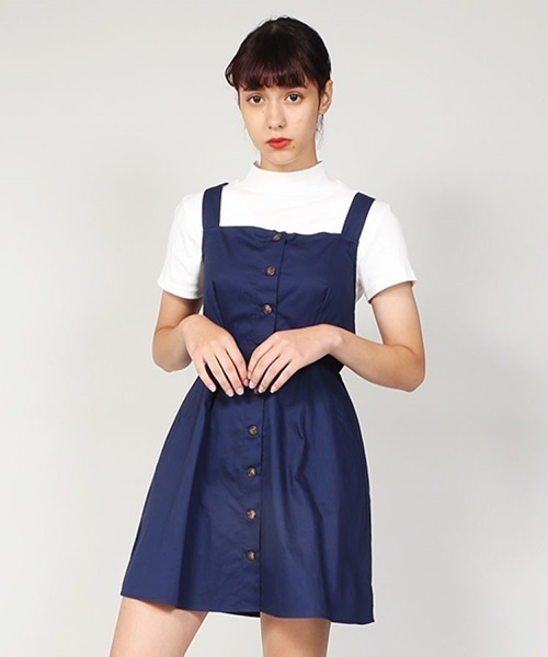 PUNYUS（プニュズ）の「前ボタンワンピース（ワンピース・レディース・ネイビー/カーキ・1/3）」の2枚目の写真
