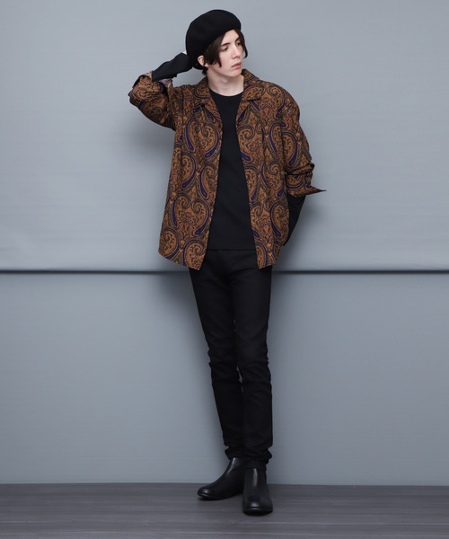 EMMA CLOTHES（エマクローズ）の「ペイズリー柄 長袖 オープンカラーシャツ（シャツ/ブラウス・メンズ・ネイビー/ゴールド・FREE）」の11枚目の写真