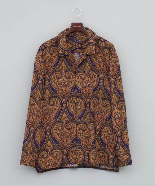 ペイズリー柄 長袖シャツ ネイビー/ゴールド ペイズリー柄 長袖シャツ ネイビー/ゴールド