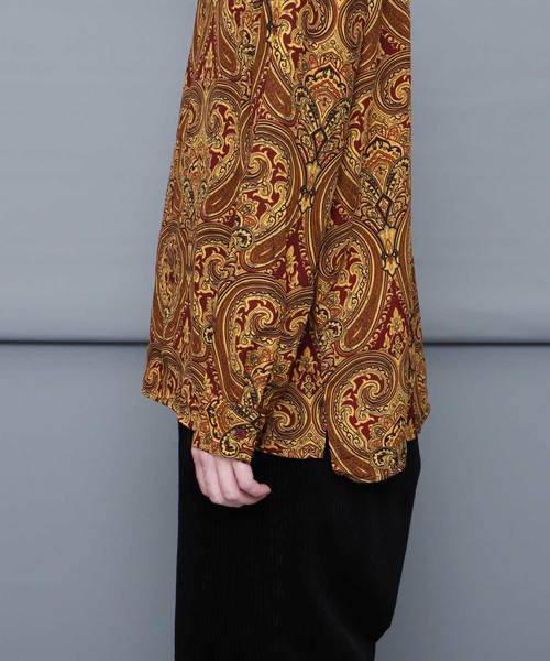 ペイズリー柄 長袖シャツ ネイビー/ゴールド ペイズリー柄 長袖シャツ ネイビー/ゴールド