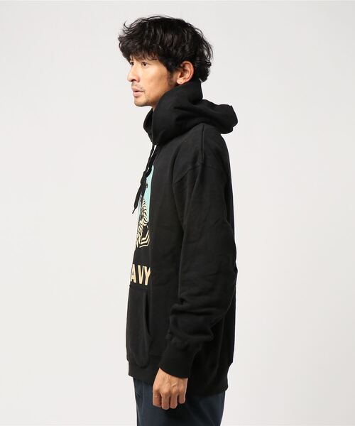 HOUSTON(ヒューストン)の「【HOUSTON】H/W PRINT HOODIE(NAVY)(パーカー・メンズ・ブラック/グレー/ホワイト・MEDIUM/LARGE/X-LARGE)」の4枚目の写真
