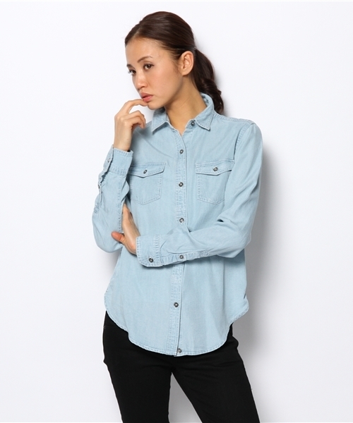 極美品 アルアバイル ダンガリー デニムシャツ サイズM コットン テンセル allureville（アルアバイル）の「テンセルデニム3WAYシャツ