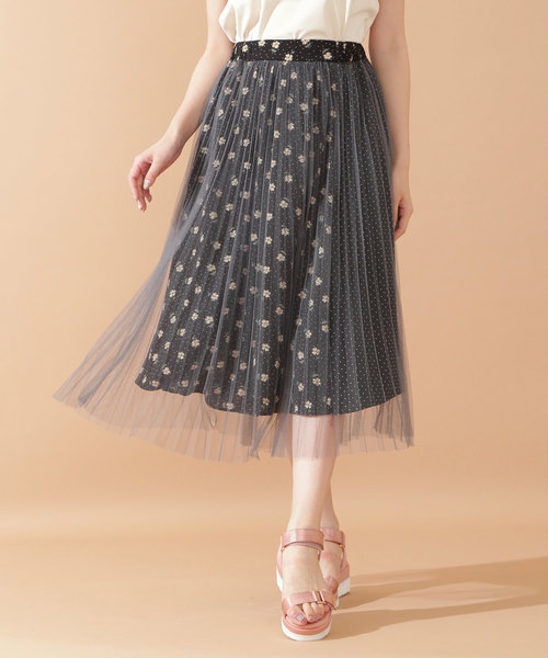 ジルバイジルスチュアート ブロッキングプリントチュールスカート 新品タグ付き JILL by JILL STUART（ジルバイジルスチュアート）の