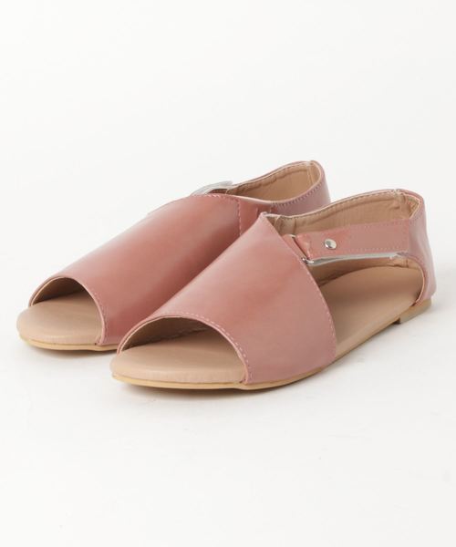 STYLEBLOCK(スタイルブロック)の「オープントゥフラットサンダル(サンダル・レディース・ピンク/ベージュ/グリーン/ブラック・36/40/42/37/41/43/39/38/35)」の5枚目の写真