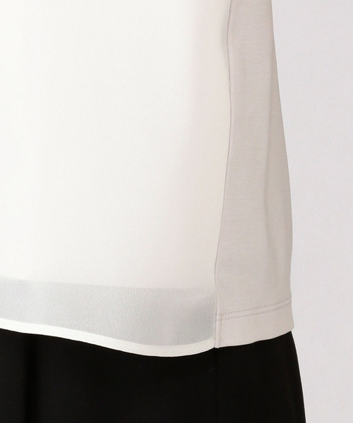 A/C DESIGN BY ALPHA CUBIC（エーシーデザインバイアルファキュービック）の「前身シフォン重ねロゴTシャツ（Tシャツ/カットソー・レディース・ブラック/ライトグレー/オフホワイト・L size/M size）」の9枚目の写真