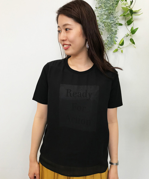 A/C DESIGN BY ALPHA CUBIC（エーシーデザインバイアルファキュービック）の「前身シフォン重ねロゴTシャツ（Tシャツ/カットソー・レディース・ブラック/ライトグレー/オフホワイト・L size/M size）」の13枚目の写真