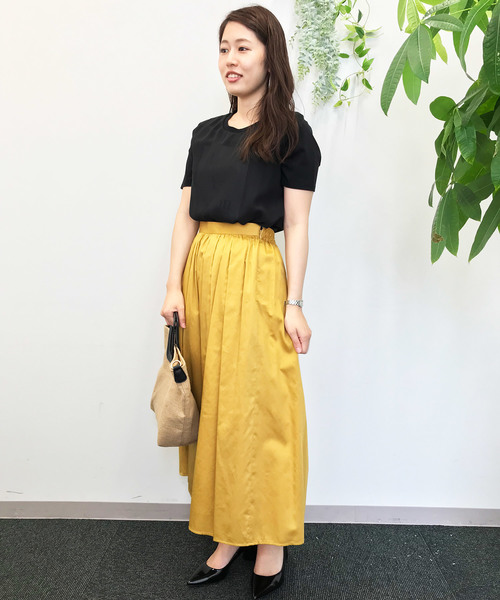 A/C DESIGN BY ALPHA CUBIC（エーシーデザインバイアルファキュービック）の「前身シフォン重ねロゴTシャツ（Tシャツ/カットソー・レディース・ブラック/ライトグレー/オフホワイト・L size/M size）」の16枚目の写真