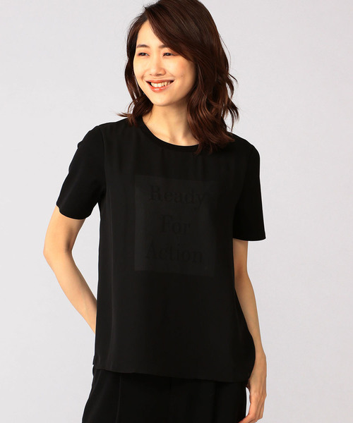 A/C DESIGN BY ALPHA CUBIC（エーシーデザインバイアルファキュービック）の「前身シフォン重ねロゴTシャツ（Tシャツ/カットソー・レディース・ブラック/ライトグレー/オフホワイト・L size/M size）」の18枚目の写真