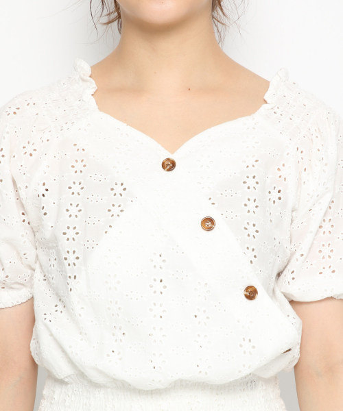 Heather(ヘザー)の「コットンレースハートネックブラウス 839761(シャツ/ブラウス・レディース・ホワイト系その他/ブラック系その他/ベージュ系その他・FREE)」の9枚目の写真