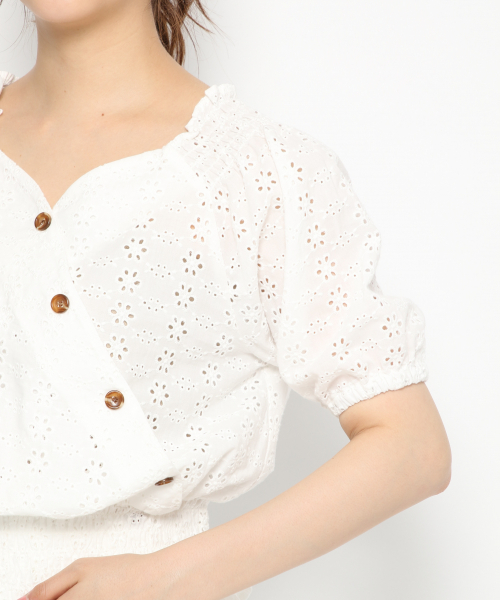 Heather(ヘザー)の「コットンレースハートネックブラウス 839761(シャツ/ブラウス・レディース・ホワイト系その他/ブラック系その他/ベージュ系その他・FREE)」の10枚目の写真