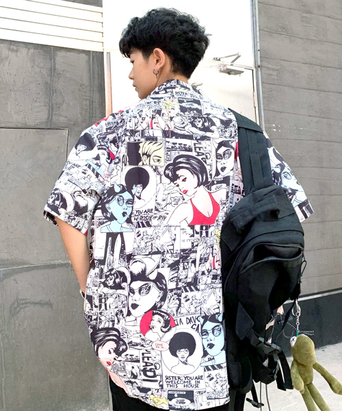 neos(ネオス)の「【neos -addictive design-】ルーズシルエット アメコミ 総柄 オープンカラーシャツ(シャツ/ブラウス・メンズ・ホワイト/レッド・MEDIUM/LARGE/X-LARGE)」の13枚目の写真