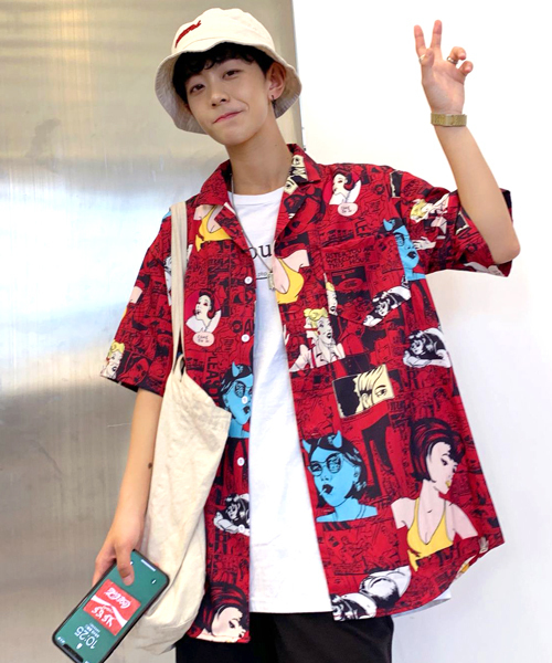 neos(ネオス)の「【neos -addictive design-】ルーズシルエット アメコミ 総柄 オープンカラーシャツ(シャツ/ブラウス・メンズ・ホワイト/レッド・MEDIUM/LARGE/X-LARGE)」の18枚目の写真