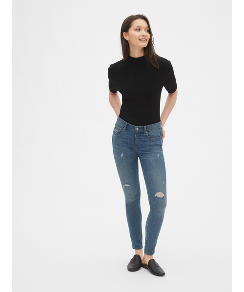 GAP（ギャップ）の「リブ半袖モックネックセーター（ニット/セーター・レディース・ホワイト/ブラック・S/M/L/XS/XXS）」の3枚目の写真