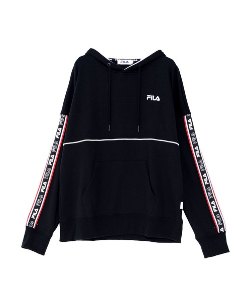 FILA(フィラ)の「【FILA/フィラ】ロゴテープ プルパーカー ビッグシルエット スウェット パーカー 裏毛(パーカー・メンズ・杢グレー/ホワイト/ブラック・M/L/LL)」の3枚目の写真