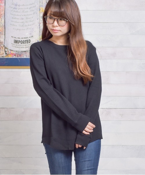 NO WAY（ノーウェイ）の「/ビッグ　ワッフルクルーロンＴ/（Tシャツ/カットソー・メンズ・ブラック/グレー/オフホワイト・MEDIUM/LARGE/X-LARGE）」の13枚目の写真