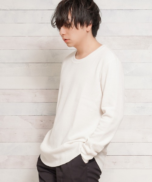 NO WAY（ノーウェイ）の「/ビッグ　ワッフルクルーロンＴ/（Tシャツ/カットソー・メンズ・ブラック/グレー/オフホワイト・MEDIUM/LARGE/X-LARGE）」の11枚目の写真