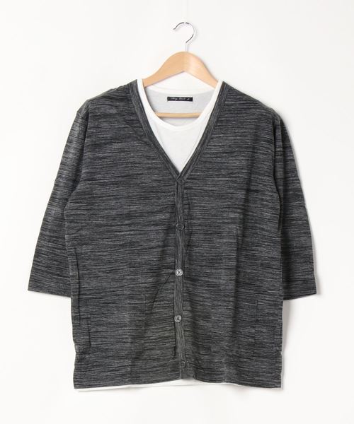 B.I.D.(ビーアイディー)の「《Bl》7分袖Tシャツ Vネックカーディガン アンサンブル(アンサンブル・レディース・ネイビー/ブラック/グレー/ワインレッド・X-LARGE/MEDIUM/LARGE)」の1枚目の写真