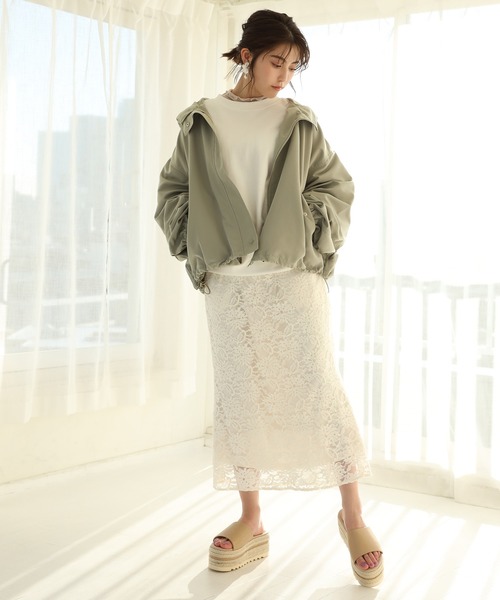 one after another NICE CLAUP（ワンアフターアナザーナイスクラップ）の「袖ボリュームマウンテンパーカー（マウンテンパーカー・レディース・アイボリー/ブラック/カーキ/ミント・FREE）」の13枚目の写真