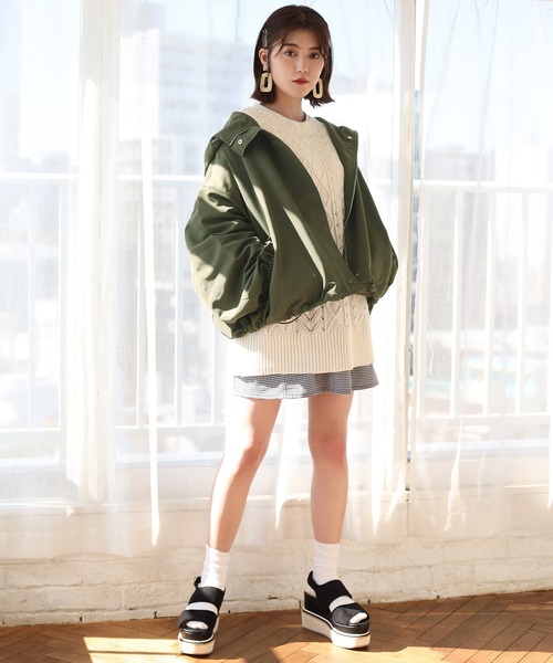 one after another NICE CLAUP（ワンアフターアナザーナイスクラップ）の「袖ボリュームマウンテンパーカー（マウンテンパーカー・レディース・アイボリー/ブラック/カーキ/ミント・FREE）」の9枚目の写真