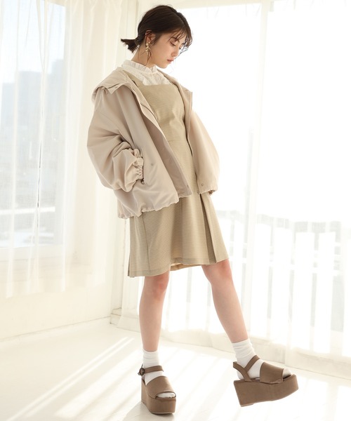 one after another NICE CLAUP（ワンアフターアナザーナイスクラップ）の「袖ボリュームマウンテンパーカー（マウンテンパーカー・レディース・アイボリー/ブラック/カーキ/ミント・FREE）」の5枚目の写真