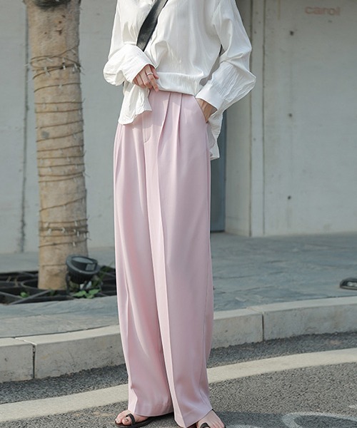 chuclla（チュクラ）の「【chuclla】【2020/SS】ソリッドカラー 2タック ワイドスラックス chw1042（スラックス・レディース・ブラック/ベビーピンク/アイボリー/ダークネイビー・S/M/L）」の5枚目の写真