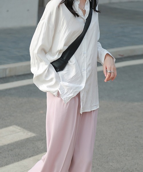 chuclla（チュクラ）の「【chuclla】【2020/SS】ソリッドカラー 2タック ワイドスラックス chw1042（スラックス・レディース・ブラック/ベビーピンク/アイボリー/ダークネイビー・S/M/L）」の10枚目の写真