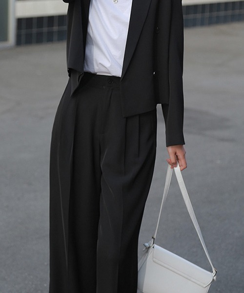 chuclla（チュクラ）の「【chuclla】【2020/SS】ソリッドカラー 2タック ワイドスラックス chw1042（スラックス・レディース・ブラック/ベビーピンク/アイボリー/ダークネイビー・S/M/L）」の18枚目の写真