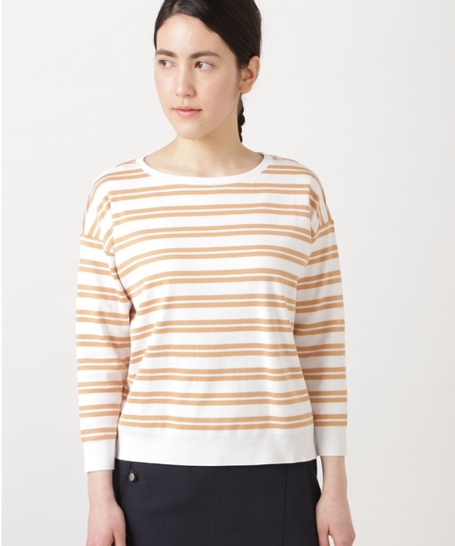 human woman(ヒューマンウーマン)の「成形ボーダープルオーバー(Tシャツ/カットソー・レディース・ライトブルー/A/ダークインディゴブルー・MEDIUM)」の1枚目の写真