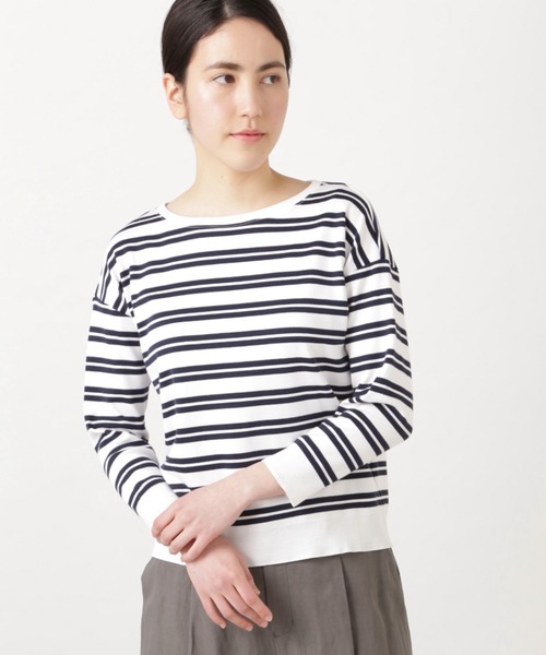 human woman(ヒューマンウーマン)の「成形ボーダープルオーバー(Tシャツ/カットソー・レディース・ライトブルー/A/ダークインディゴブルー・MEDIUM)」の3枚目の写真