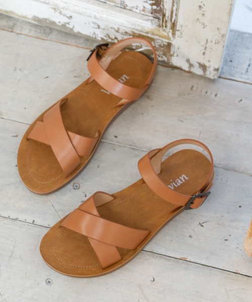 クロスデザインネックベルトカジュアルコンフォートサンダル サンダル Vivian ヴィヴィアン のファッション通販 Zozotown