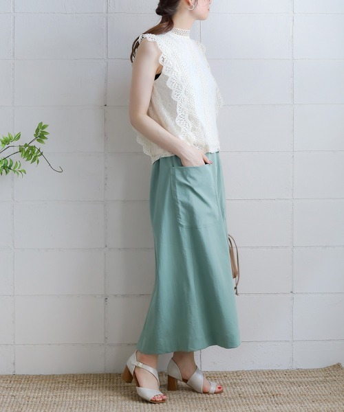 Bou Jeloud（ブージュルード）の「レースライン ノースリーブスタンドカラー切替シャツブラウス（シャツ/ブラウス・レディース・ライトブルー/ブラック/ベージュ・FREE）」の17枚目の写真