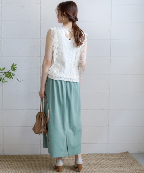 Bou Jeloud（ブージュルード）の「レースライン ノースリーブスタンドカラー切替シャツブラウス（シャツ/ブラウス・レディース・ライトブルー/ブラック/ベージュ・FREE）」の18枚目の写真