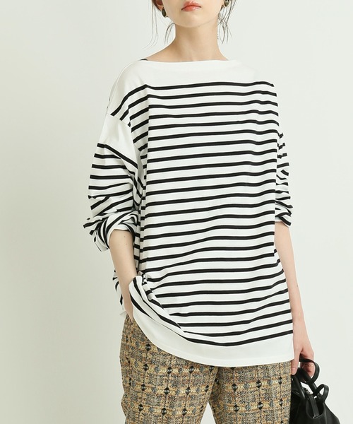 IENA LA BOUCLE(イエナラブークル)の「IENA LA BOUCLE パネルボーダープルオーバー◆(Tシャツ/カットソー)」|ホワイト