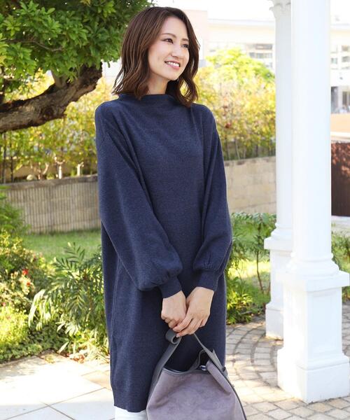 着心地抜群 ボトルネックニットワンピース ワンピース Tiaclasse ティアクラッセ のファッション