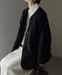 Fashion Letter | キルティングノーカラーショート丈ジャケットコート(ノーカラージャケット)