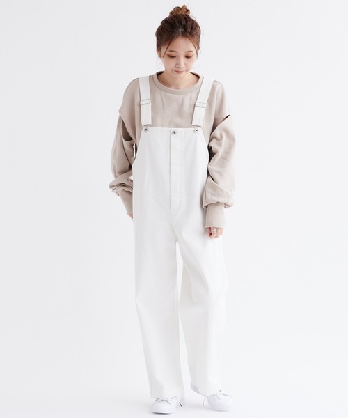 DouDou（ドゥドゥ）の「【WEB限定】デザインスリーブスウェット（Tシャツ/カットソー・レディース・ブラック/オフホワイト/グレイッシュベージュ・FREE）」の17枚目の写真