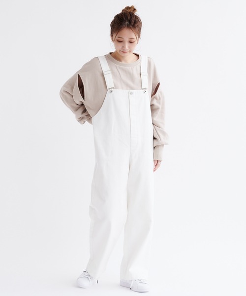 DouDou（ドゥドゥ）の「【WEB限定】デザインスリーブスウェット（Tシャツ/カットソー・レディース・ブラック/オフホワイト/グレイッシュベージュ・FREE）」の18枚目の写真