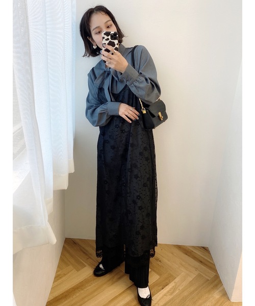 JUMELLE（ジュメロ）の「セットレースワンピース（シャツワンピース・レディース・ブラック・FREE）」の6枚目の写真