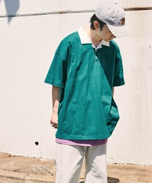 【SPOC STORE】オーバーサイズ 配色オープンカラーポロ
