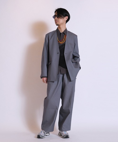 International Gallery BEAMS（インターナショナルギャラリービームス）の「IG / ノーカラー ライトデニム イージージャケット（ノーカラージャケット・メンズ・グレー/インディゴブルー・MEDIUM）」の14枚目の写真