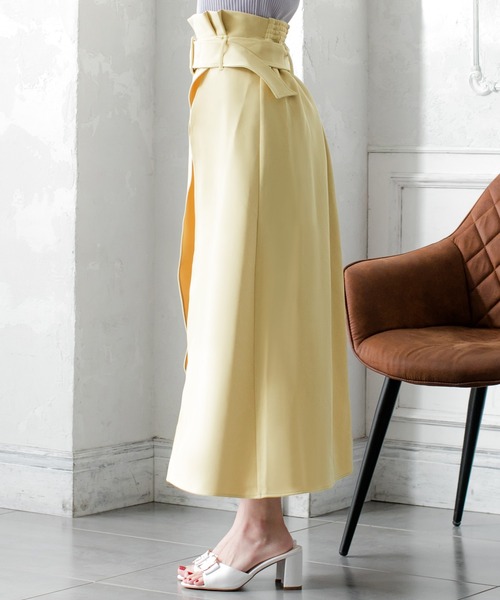 Julia Boutique（ジュリアブティック）の「ウエストベルト付きスリットロングスカート/21023（スカート・レディース・ブラック/ベージュ/イエロー/ホワイト/ライトベージュ・ONE）」の19枚目の写真