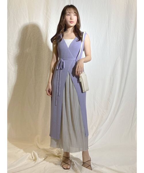 MERCURYDUO（マーキュリーデュオ）の「プリーツドッキングカシュクールラップリブニットワンピース（ワンピース・レディース・ベビーピンク/ブルー/ミント・FREE）」の4枚目の写真