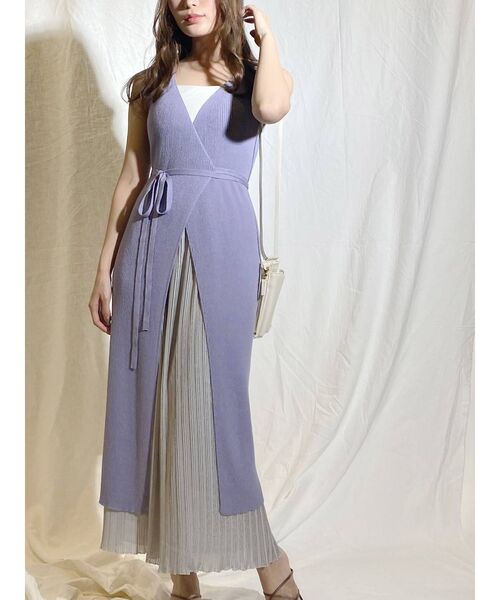 MERCURYDUO（マーキュリーデュオ）の「プリーツドッキングカシュクールラップリブニットワンピース（ワンピース・レディース・ベビーピンク/ブルー/ミント・FREE）」の5枚目の写真