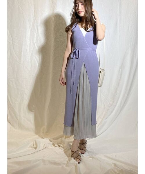 MERCURYDUO（マーキュリーデュオ）の「プリーツドッキングカシュクールラップリブニットワンピース（ワンピース・レディース・ベビーピンク/ブルー/ミント・FREE）」の7枚目の写真