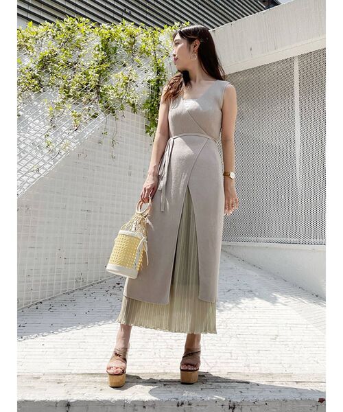 MERCURYDUO（マーキュリーデュオ）の「プリーツドッキングカシュクールラップリブニットワンピース（ワンピース・レディース・ベビーピンク/ブルー/ミント・FREE）」の9枚目の写真