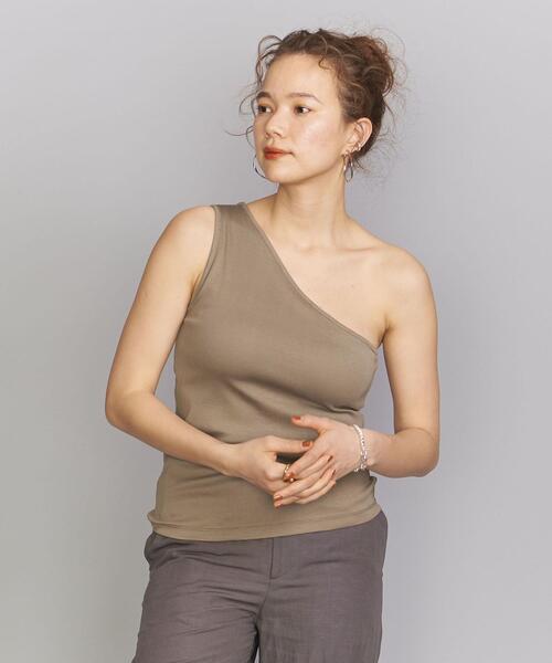 BEAUTY&YOUTH UNITED ARROWS（ビューティーアンドユースユナイテッドアローズ）の「BY フライスワンショルダーブラタンクトップ（タンクトップ・レディース・ブラック/オリーブ/モカ・FREE）」の3枚目の写真