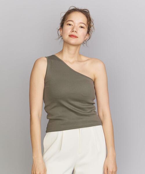 BEAUTY&YOUTH UNITED ARROWS（ビューティーアンドユースユナイテッドアローズ）の「BY フライスワンショルダーブラタンクトップ（タンクトップ・レディース・ブラック/オリーブ/モカ・FREE）」の4枚目の写真