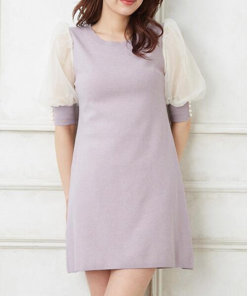 セール 袖オーガンジーニットワンピース ワンピース Allamanda アラマンダ のファッション通販 Zozotown