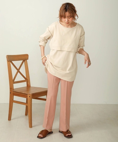 Bab(バブ)の「【WEB限定】バックリボンレイヤードカットソー(Tシャツ/カットソー・レディース・ベージュ/オフホワイト/ライトグリーン/カーキ/グレー系その他・FREE)」の8枚目の写真