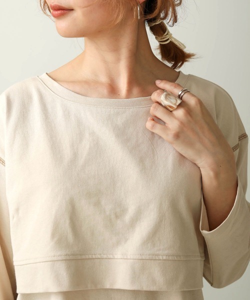 Bab(バブ)の「【WEB限定】バックリボンレイヤードカットソー(Tシャツ/カットソー・レディース・ベージュ/オフホワイト/ライトグリーン/カーキ/グレー系その他・FREE)」の19枚目の写真